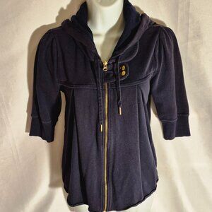 Plush & Lush Hooded Jacket, Blue in size Small